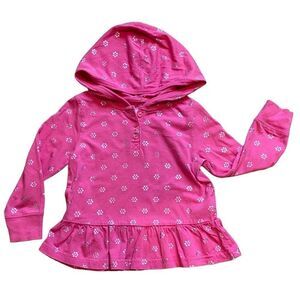 Baby Gap Hooded Long Sleeve Blouse Bright Pink Size 3T